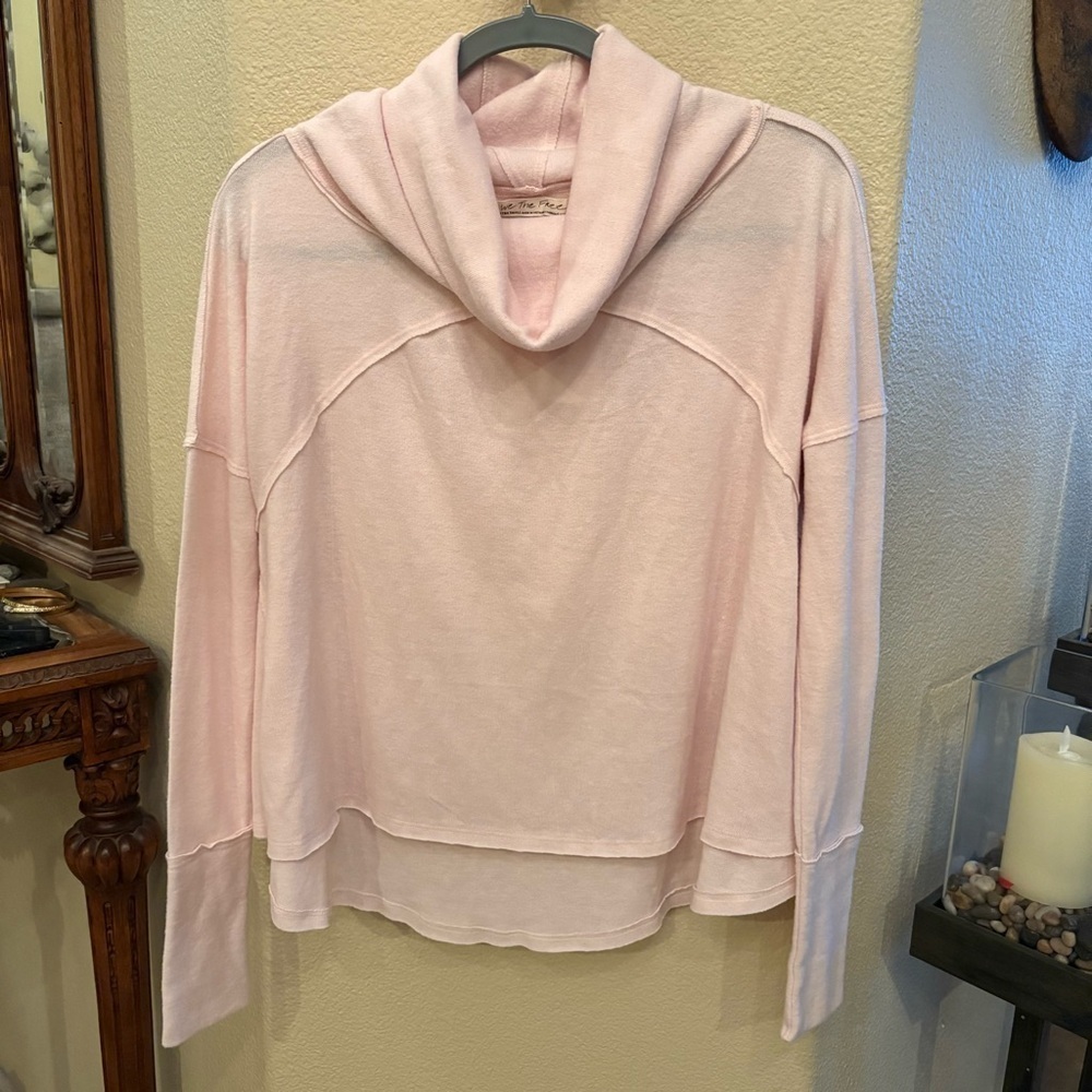 NWT~WE THE FREE Light Pink Cozy Time Funnel Pullover Oversized Sweater Size XS